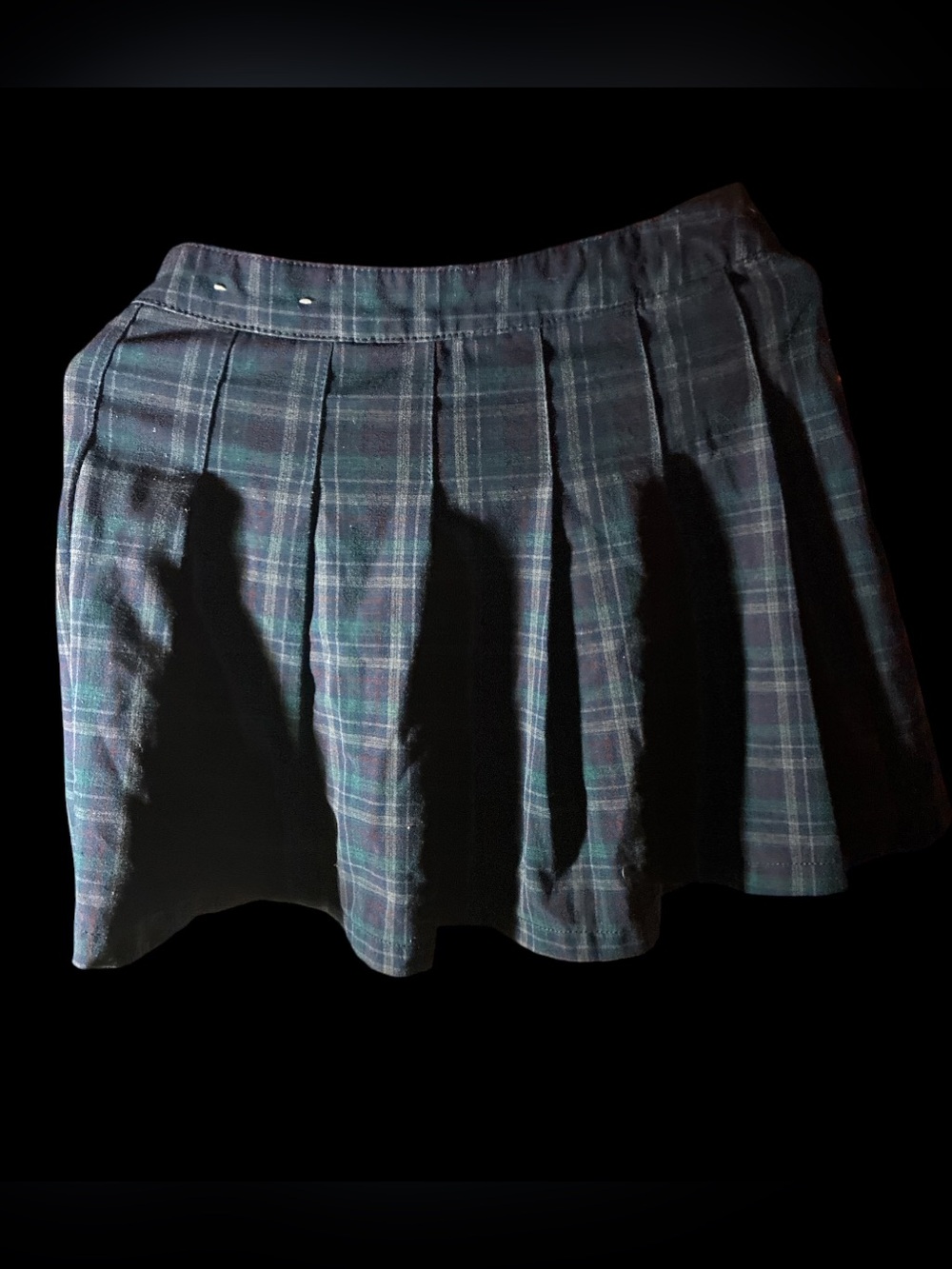 American Eagle Plaid Pleated Mini Skirt Green Navy Blue Size 4 - Picture 2 of 8
